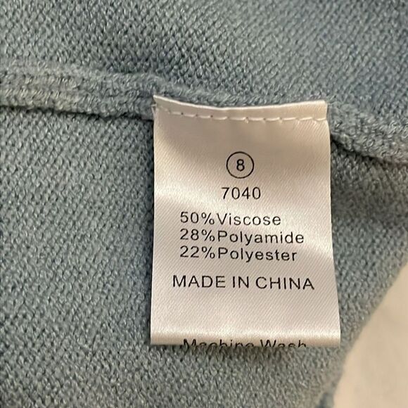 BTFBM Blue Knit Sweater Womens Size Large Ruffles Long Sleeves - Picture 9 of 10